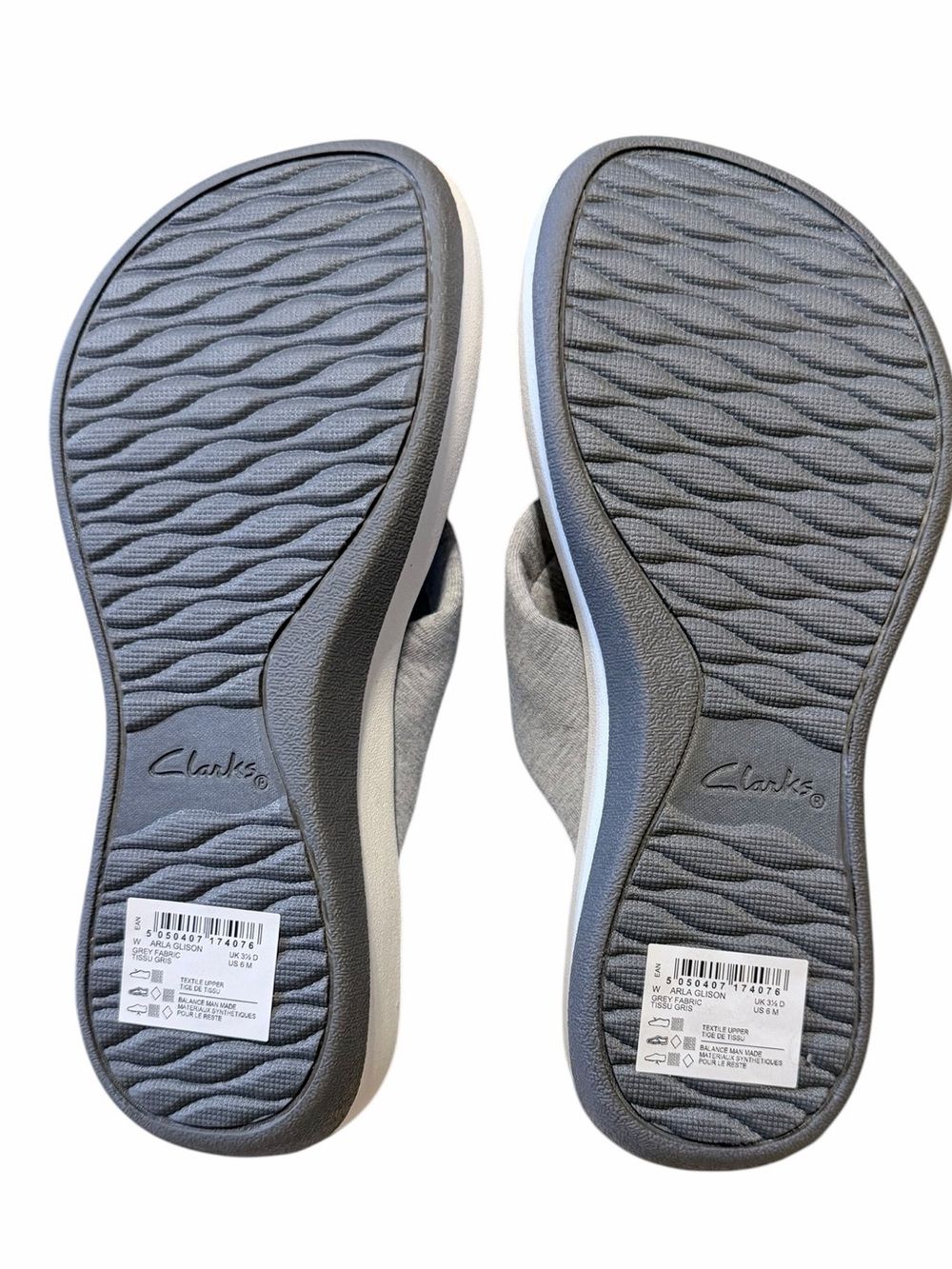 🌼🌟NIB Clarks Cloudsteppers Gray Knotted Thong Sandals - Picture 11 of 12